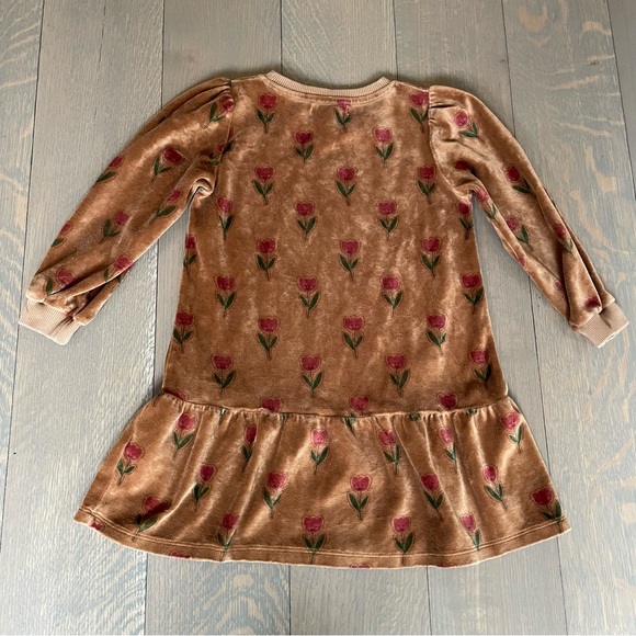 EMILE ET IDA Velour Tulip Dress | Caramel size 6A - Picture 6 of 8